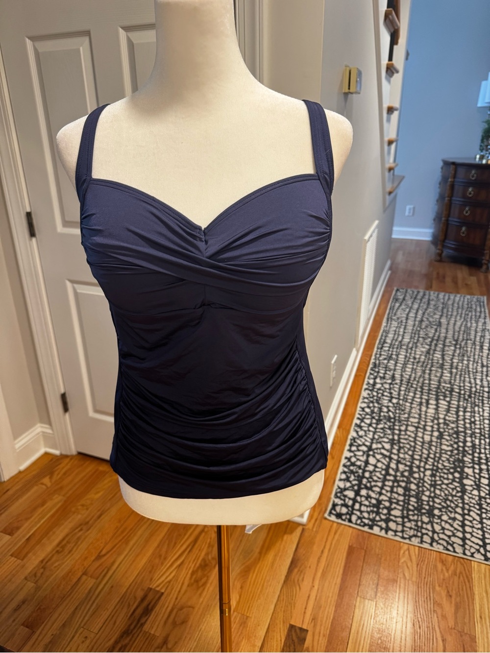 Navy Ruched Tankini Swim Top